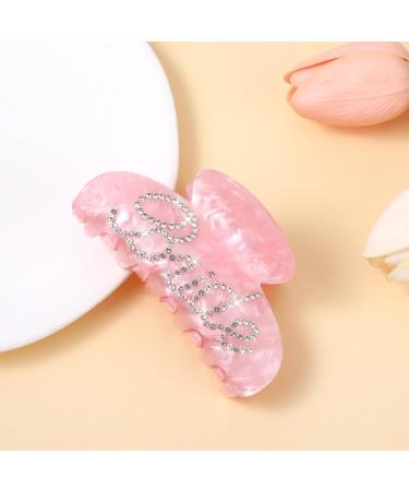Gjinxi Bride Claw Hair Clip Pink Acrylic Hair Clip with Rhinestone Bride Logo Bride Bridesmaid Gift for Wedding Banana Barrettes Hair Decorations for Bachelorette Party Decorations Bridal Shower - Buy Online on SooperMarket.com