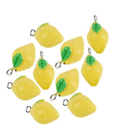 COOLHIYA 10pcs Lemon Pendant Fruit Charm Mini Charms Hawaiian Party Favors Lemon Beads Dangle Charms Yellow Lemon Charms Fake Lemon Model Jewelry Making Charms Resin Connector The Summer