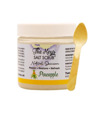 The Keys Exfoliating Sea Salt Body Scrub - Organic Body Scrub with Pure Florida Sea Salt Ideal Salt Scrub for Hands Feet Bikini Area and Travel Size Body Scrub for Men & Women Pineapple 3.4 oz. Pineapple 3.4 Fl Oz (Pack of 1)