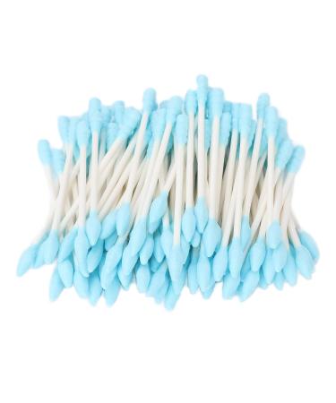 100 pieces of cotton swabs make-up swab with double lace disposable wadded swab with double precision tip cleaning cotton for ears cleaning cosmetics healthcare (blue)