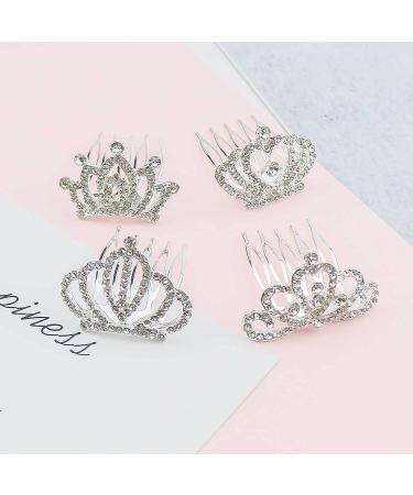 8 PCS Mini Crystal Rhinestone Princess Crown Hair Comb Set for Girls - Perfect Birthday Party Hair Decoration - Buy Online on SooperMarket.com
