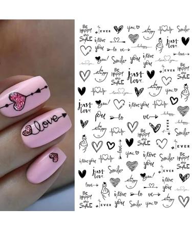 Geometric Heart & English Letter Nail Art Stickers - 6 Sheets - Buy Online on SooperMarket.com