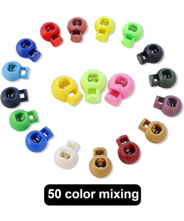 WYBG 50 Pcs Plastic Spring Loaded Elastic Drawstring Rope Lanyard Adjuster Cords Lock End - Adjustable Single Hole Toggle Stoppers - Round Ball Shape Fastener Buttons Slider - Assorted Colors - Buy Online on SooperMarket.com