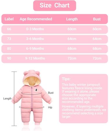 Baby Hooded Winter Romper Down Jacket | Kids Snowsuit Coat | Warm Pink Jumpsuit 6-9 Months - Buy Online on SooperMarket.com