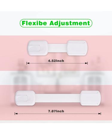 Child Safety Cabinet Locks - Baby Proofing Latches for Cabinets, Drawers, Cupboards, Fridge, Toilet - 8 Pack White & Black - Buy Online on SooperMarket.com