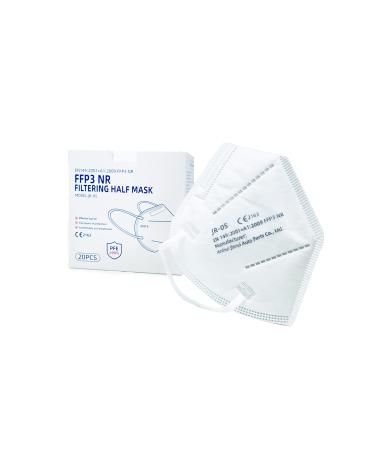 20 x FFP3 Face Masks UK | Individually Packed | CE Certified | 5 Filtration Layers | 99% Filtration | Nose Clip | Ear Loops | Easily Breathable | Protection for Outdoor & Indoor | Used by Healthcare Professionals | Single Use | Particulate Respirator Safe