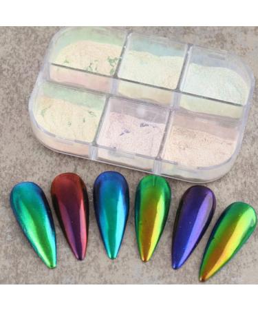 Chrome Nail Powder Nail Art Holo Powder Mirror Effect Pigment Glitter Body Face Decoration 6 Grids - Buy Online on SooperMarket.com