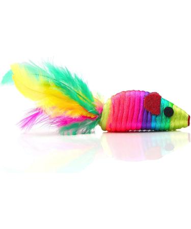 Chiwava 24PCS 5 Rattle Cat Toys with Feather Rainbow Rope - Interactive Mouse Kitten Toy - Buy Online on SooperMarket.com