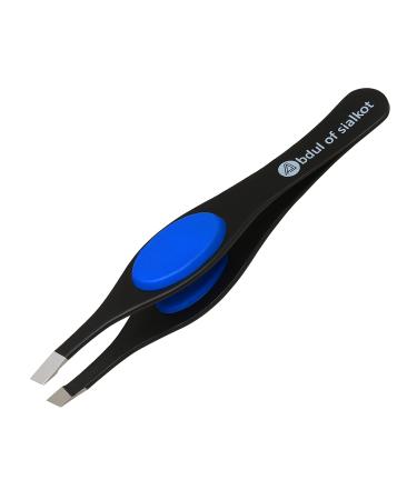 Abdul of Sialkot Tweezers for Women & Men - Tweezers Precision Engineered Stainless Steel - Fine & Ingrown Hair Tweezers Non Slip Sharp & Slanted Pack of 1 (Black1) Blackk