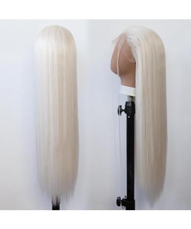 Platinum Blonde Synthetic Lace Front Wig for Black Women - Long Straight Heat Resistant Fiber Hair for Cosplay and Daily Wear - Buy Online on SooperMarket.com