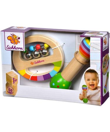 Eichhorn 2-Piece Music Set - Colorful Wooden Instruments with Bells & Stick Ideal for Kids 1 Year & Up - International Shipping Available - Buy Online on SooperMarket.com
