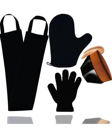 4Pack Self Tanning Mitt Set 1 Self Tanning Mitt 1 Self Tanner Lotion Back Applicator 1 Self Face Tanning Brush 1 Exfoliating Glove Self Tan Kit (4pack tanning applicator)