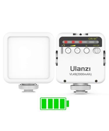 ULANZI VL49 2000mAh LED Video Light w 3 Cold Shoe, Rechargeable Soft Light Panel for DJI OSMO Mobile 3 Pocket Zhiyun Smooth 4 Sony RX100 VII Canon G7X Mark III A6400 6600 Camera GoPro 10 9 8 Vlogging White