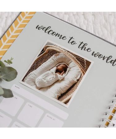 Peachly Minimalist Baby Memory Book - Baby First Year Keepsake for Milestones | Simple Grey Linen Scrapbook for Boy or Girl | 60 Pages - Buy Online on SooperMarket.com