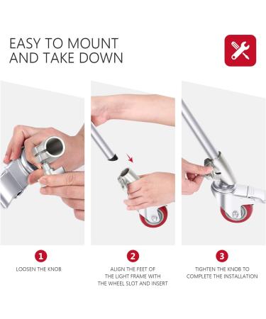 Neewer 3-Pack Swivel Caster Wheels Set | Durable Metal Construction | Rubber Base | Compatible with Neewer C Stand - Buy Online on SooperMarket.com