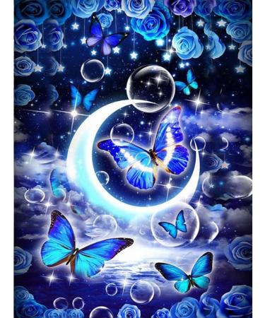 Diamond Painting Kits for Adults - 5D Moon Diamond Art Kits for Adults Beginner  DIY Full Drill Butterfly Diamond Dots Paintings with Diamonds Gem Art and Crafts for Adults Home Wall Decor12X16Inch brown
