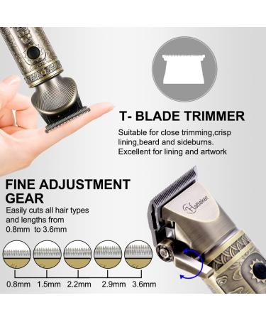Hatteker Professional Hair Clipper & T-Blade Trimmer Set for Men - Cordless Rechargeable Grooming Kit with LED Display (Gold) | Best International Shipping - Buy Online on SooperMarket.com