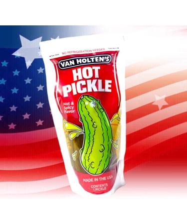 Van Holten's American Pickles (2 Jumbo Pack) JUMBO HOT & JUMBO DILL - Variety Pickle-In-A-Pouch Gift Hamper - Crunchy Sour & Flavorful Pickles - Authentic American Snack - Hearty Dill Hot & Spicy - Buy Online on SooperMarket.com