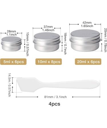 20 Pcs Empty Cosmetics Container Pots 3 Sizes Aluminium Tin Jars with Screw Lids Labels and Mini Spatula Sample Pots for Lip Balm Candle Making Cream Sample Powder Cosmetics (20ml 10ml 5ml) - Buy Online on SooperMarket.com