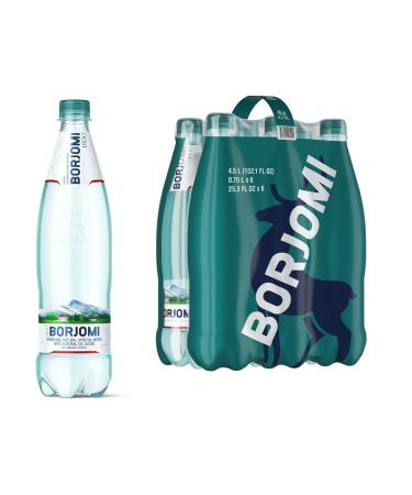 Borjomi Sparkling Natural Mineral Water Plastic Bottles 25.3 Fl Oz (Pack of 6)
