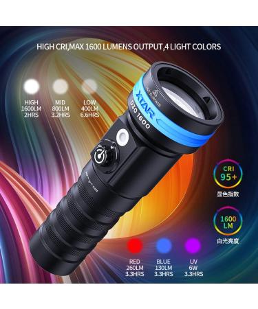 XTAR D30 1600 Lumens Scuba Diving Video Light | Multi-Color LED Underwater Flashlight - Buy Online on SooperMarket.com
