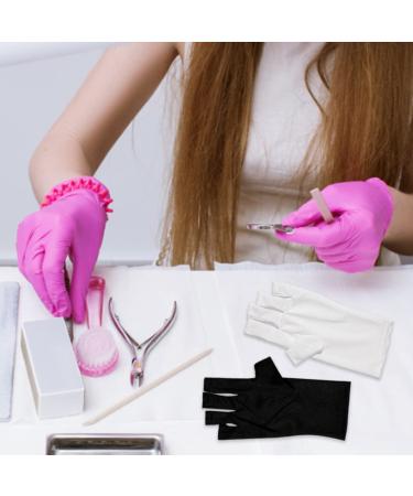 Anti UV Gloves Sunblock Gloves UV Shield Protection Fingerless Gloves for Gel Nail Lamp 1Pair Black - Buy Online on SooperMarket.com