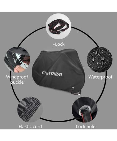 GRITRIVAL Waterproof Bike Cover with Bike Rack Chain Lock - Black (Large) | Outdoor Storage | 3 Colors | 2 Sizes - Buy Online on SooperMarket.com