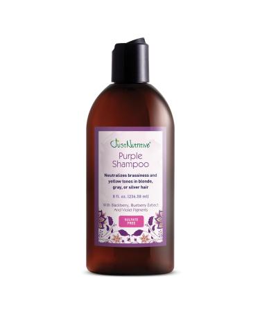Just Nutritive Purple Toning Shampoo for Blonde Gray White Silver and Bleached Hair - Eliminate Brassiness Boost Shine Repairs Hydrates Sulfate-Free Paraben-Free Anti-Yellowing 8 oz.