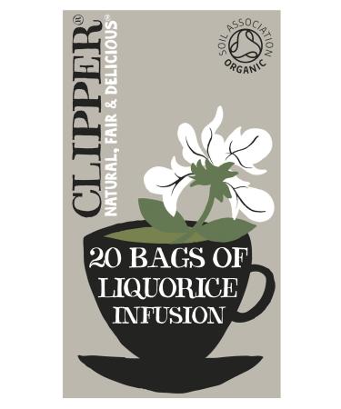 Clipper Organic Liquorice Tea Bags | 120 Infusion Liquorice Root Teabag Sachets (6 x Boxes of 20) | Bulk Buy for Home & Catering | Caffeine-Free Herbal Tea Bags | Natural Unbleached & Biodegradable Liquorice single