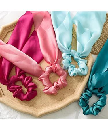 Hair Scarf Scrunchies Bow Scrunchies for Hair Chiffon Floral Scarf BowPonytail Holder for Women Girls (liangA) - Buy Online on SooperMarket.com