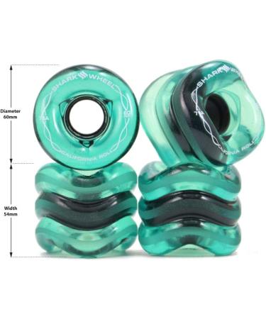 Shark Wheel 60mm 78a DNA Formula Deck Cruising Wheels for Beginners & Adults - California Roll (Pack of 4) Transparent Emerald - Buy Online on SooperMarket.com