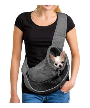 Puppy Pet Sling Carrier Small Dog Cat Pet Sling Bag Hand Free Cat Carry Bag Breathable Mesh Dog Papoose Pouch Tote with Adjustable Shoulder Strap Safety Pet Tote Bag for Daily Walking Subway L for weight up to 10lbs Black
