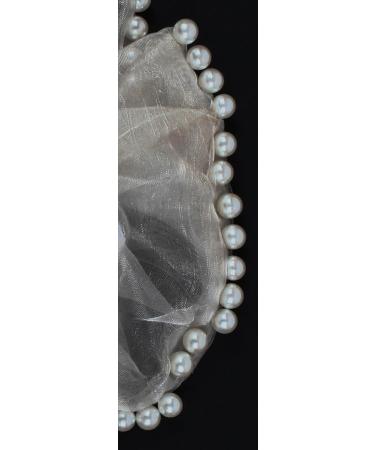 Mytoptrendz Pearl Trim Shimmer Chiffon Organza Scrunchie Ponytail Holdes Elastic Scrunchie Hair Ties Elastic Bobble Dance Bun Decor for Women and Girls (Cream) - Buy Online on SooperMarket.com