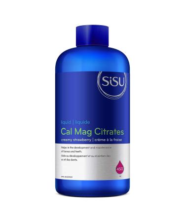 SISU Cal Mag Citrates Liquid with D3 | 450 mL Liquid | High Potency Calcium and Magnesium Sugar Free Liquid with 500 IU Vitamin D | Suitable for Children and Adults | Gluten Free Diary Free Strawberry Strawberry 450 ml (Pack of 1)