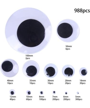 CCINEE 988 Pieces Self-Adhesive Black Wiggle Googly Eyes | Craft & Sewing Supplies 5mm-100mm - Buy Online on SooperMarket.com