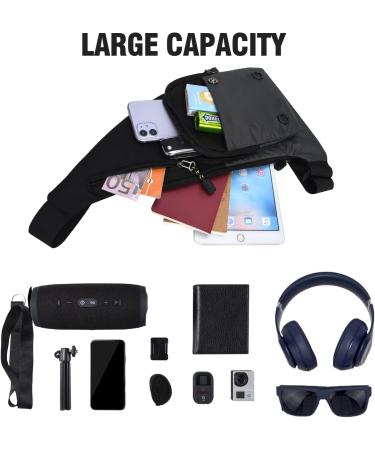 Peicees Sling Bag | Shoulder Backpack with Multiple Pockets for Outdoor Activities | Black - Buy Online on SooperMarket.com