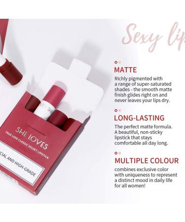 Buy Long Lasting Matte Lipstick Set - 4 Shades of Red Waterproof & Moisturizing Velvet Lipsticks for Women - Buy Online on SooperMarket.com