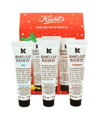 Kiehls Kiss me with Kiehls Lip Balm Treatment 3 Piece Set - Mint  Cranberry  Original