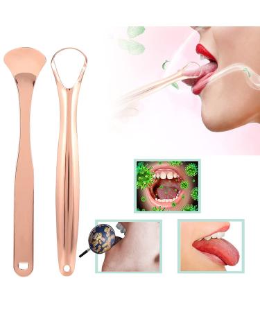 2-Part Stainless Steel Tongue Scraping Set - Reusable Non-Slip Handle Storage Box - Tongue Brush for Adults & Kids (Rose Gold) - Buy Online on SooperMarket.com