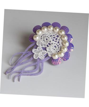 FOMIYES Fake Jellyfish Hair Clip Floral Pearl Hair Clip Pearl Snap Clips Pearl Hair Barrettes Hair Barrettes for Girls Jellyfish Hairpin Purple Vacation Hair Tie Holder Beach Faux Pearls - Buy Online on SooperMarket.com
