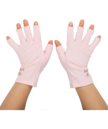Professional Manicure Gloves Non Slip UV Protection Driving Gloves Stretchy Breathable Fingerless Fiber Cotton Nail Lamp Gloves for Home Salon Summer Outdoor Gloves for Women and Girls(Pink) - Buy Online on SooperMarket.com