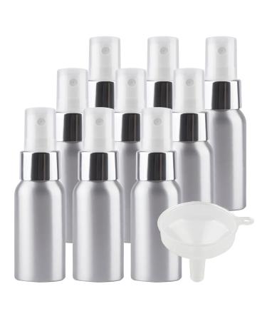 TIANZD 12 Pcs 50ml Empty Silver Aluminium Fine Mist Spray Bottle with White/Silver Metal Spray Head Refillable Travel Alu Bottles for Body Sprays Room Fragrances Perfumes Hair Garden Funnel Silver 50ml
