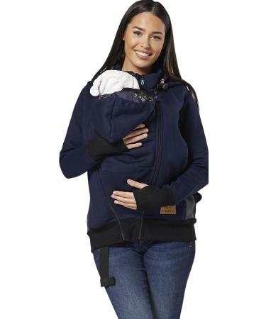 HAPPY MAMA Women's Maternity 3 in 1 Hoodie Carrier Baby Holder Pullover 1062 12-14 Navy