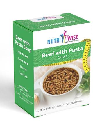 NutriWise  High Protein 15g Soup | 7/Box | Weight Loss, Diet, KETO Friendly, Hunger Control, Meal Replacement | Gluten Free, Low Calorie, Low Carb, Low Sugar (Beef With Pasta)
