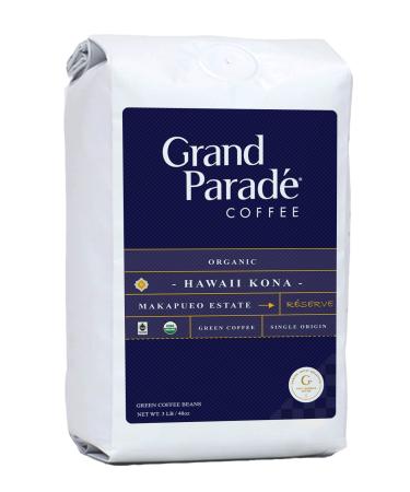 Grand Parade Coffee 3 Lbs Organic Unroasted Hawaii Kona Green Coffee Beans Prime Greade 1 Speacilty Arabica - Low Acid Single Origin - Fair Trade