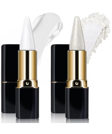 HOSAILY Gel Eyeliner Set White Eyeliner Pencil Waterproof Creamy Eye Liner Pencil Shimmer Eyeshadow Stick Eye Brightener Stick for Eye Makeup (2 Colors) 0.50 Ounce (Pack of 2)