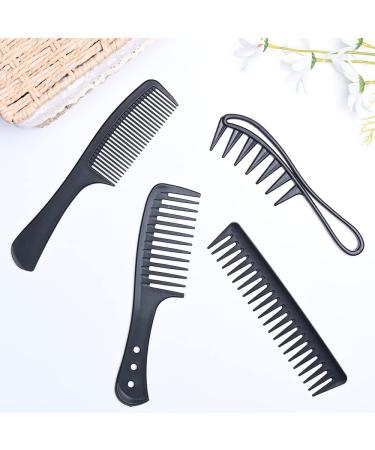 4 Pcs Wide Tooth Comb Professional Hair Comb Set Large Tooth Curl Comb Shark Teeth Black Styling Comb for Parting Teasing Styling Curly Hair Women Men - Buy Online on SooperMarket.com