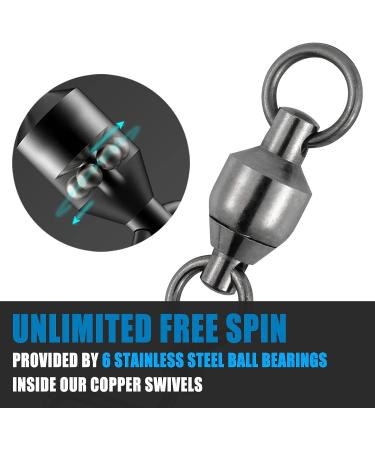 Dr.Fish Fishing Snap Swivels  Ball Bearing Swivels with Stainless Steel Coastlock Snap  Corrosion Resistant Black Nickel Coating  High Strength 26Lb to 503Lb  Saltwater Swivels Fishing Tackle #7-232LB 20 - Buy Online on SooperMarket.com