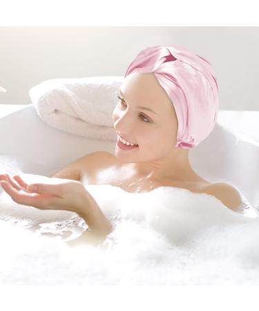 Mulberry Silk Double-Sided Hair Wrap Bonnet for Curly Hair | Pink Silk Sleep Cap - Buy Online on SooperMarket.com