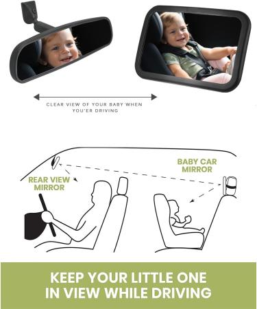 Shatterproof Baby Car Mirror for Backseat | Adjustable Rear View Mirror for Infants, Kids, and Pets - Black - Buy Online on SooperMarket.com